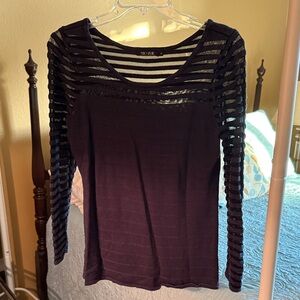 NIC+ZOE Navy Striped Long Sleeve Top